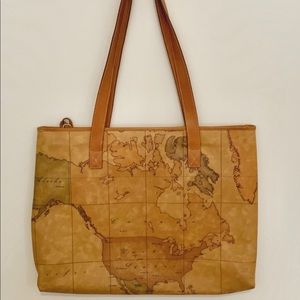 1a Classe Alviero Martini Map Print Shoulder/Tote